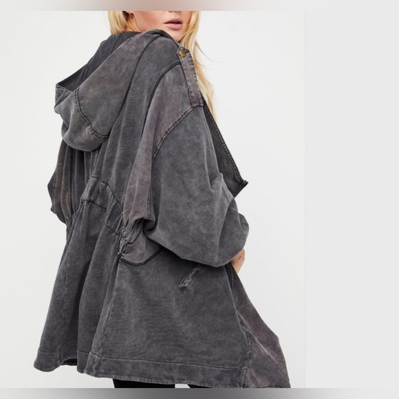 FREE PEOPLE C'MON Oversized Slouchy Hooded Jacket Cardigan Small Gray 888 - Picture 2 of 5
